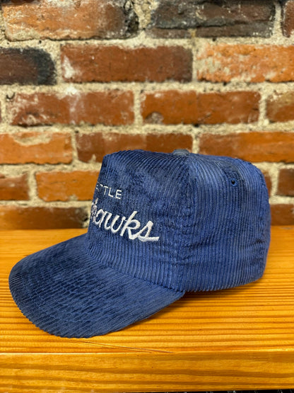 Vintage Seattle Seahawks Single Line Script Corduroy Hat