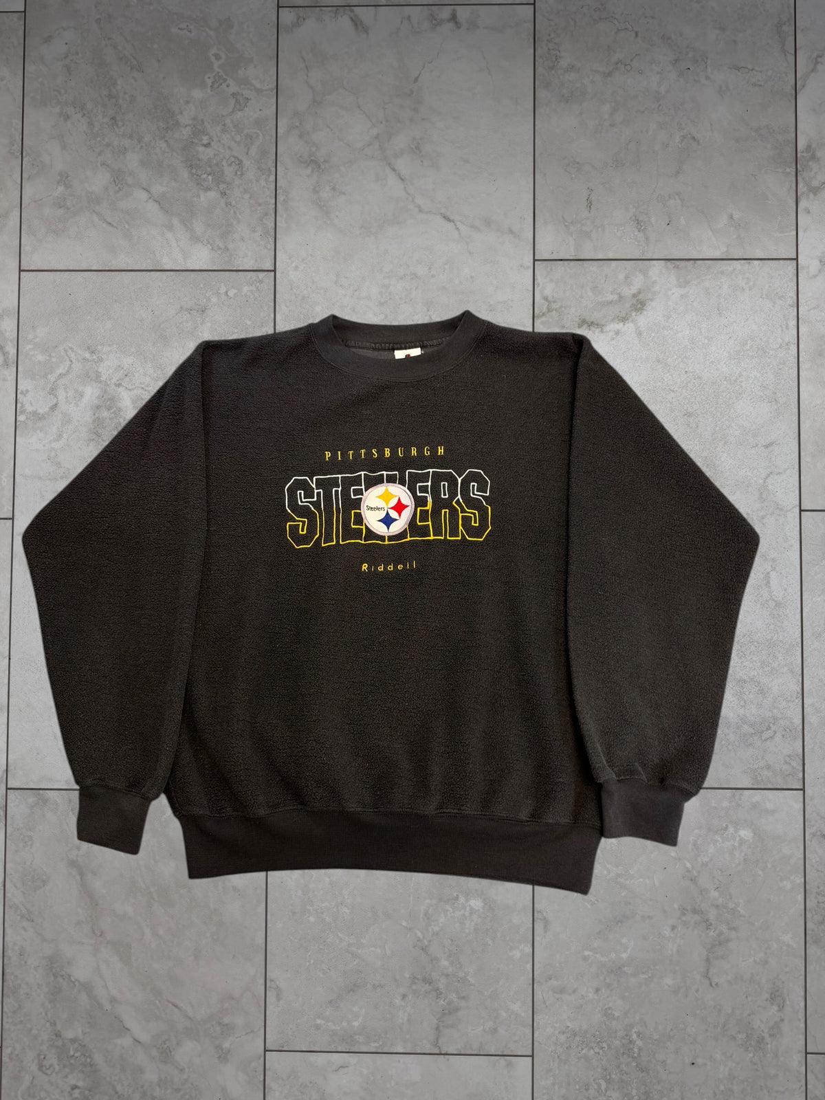 (M) Vintage 90's Steelers Embroidered Fleece Crewneck