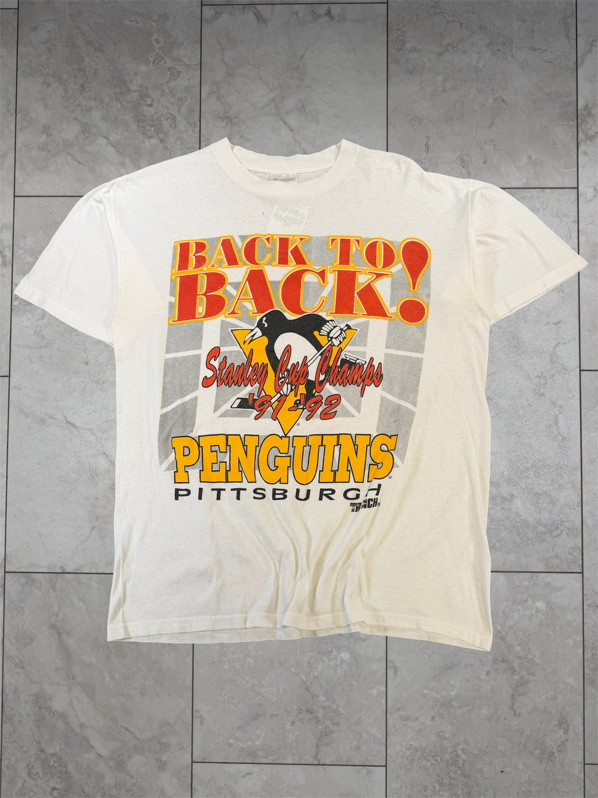 (S) 1992 Penguins Back to Back! Stanley Cup Champs Graphic Tee