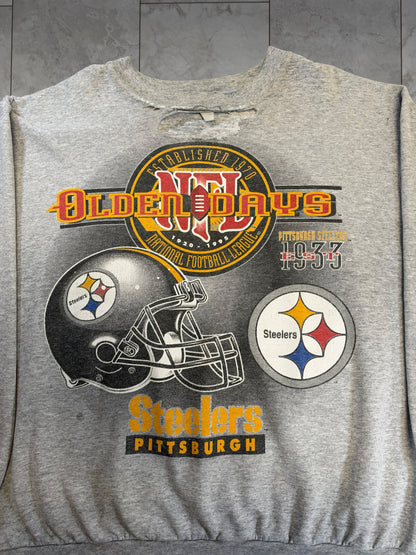 (XL) 1995 Steelers Olden Days Thrashed Crewneck