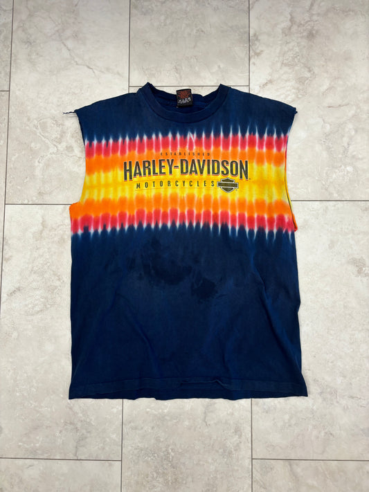 (L) 2004 Harley Tiedye Cut Off Tee