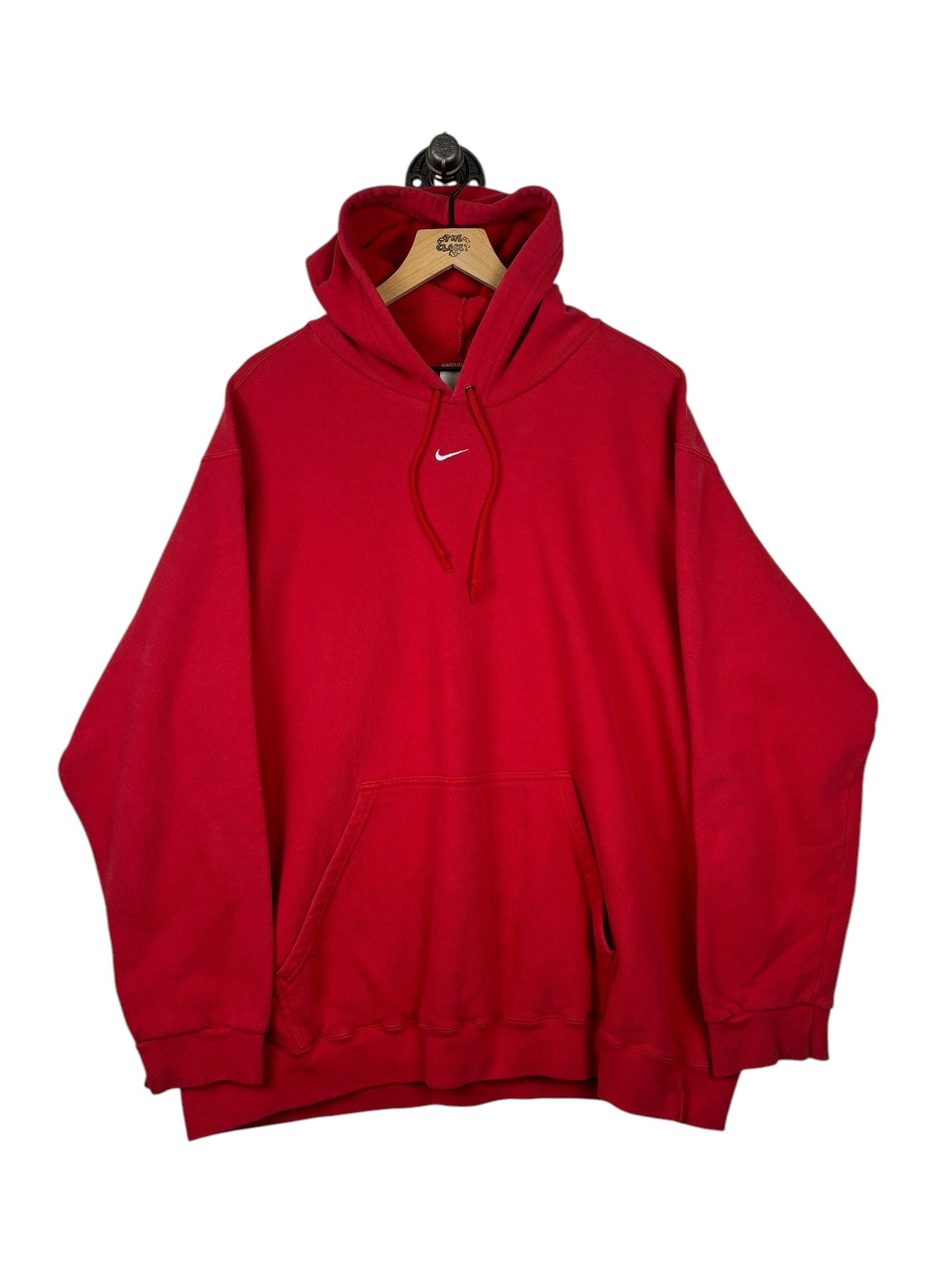 (XXL) Vintage Nike Red Center Swoosh Hoodie
