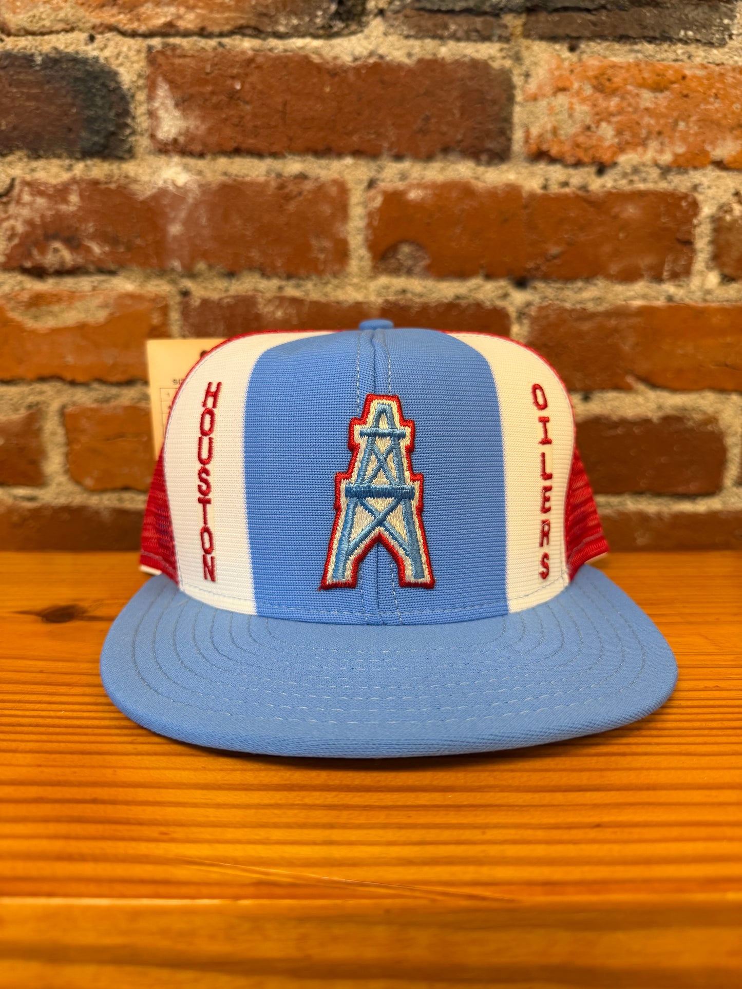 Vintage Houston Oilers AJD Lucky Stripes Trucker Hat - NEW