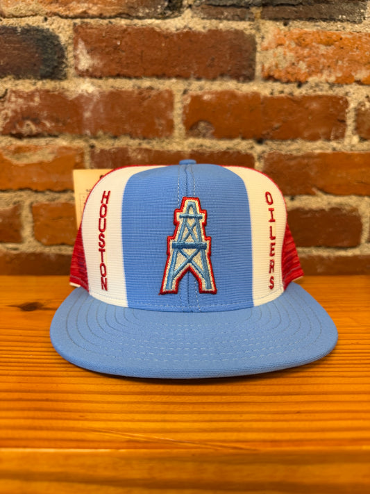 Vintage Houston Oilers AJD Lucky Stripes Trucker Hat - NEW