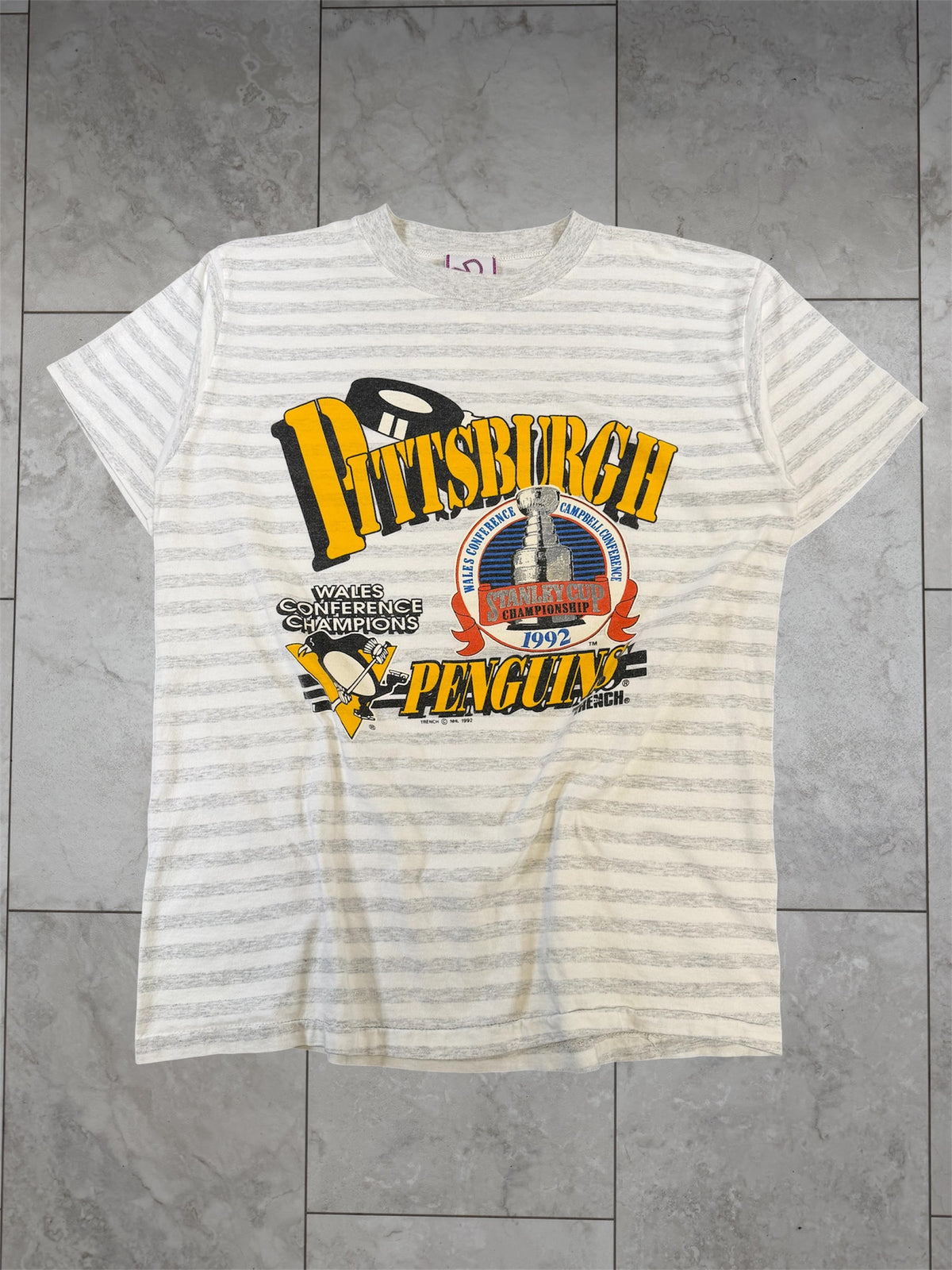 (XL) 1992 Penguins Stanley Cup Champs Trench Graphic Tee