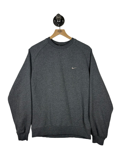 (L) Vintage Nike Dark Grey Corner Swoosh Embroidered Crewneck