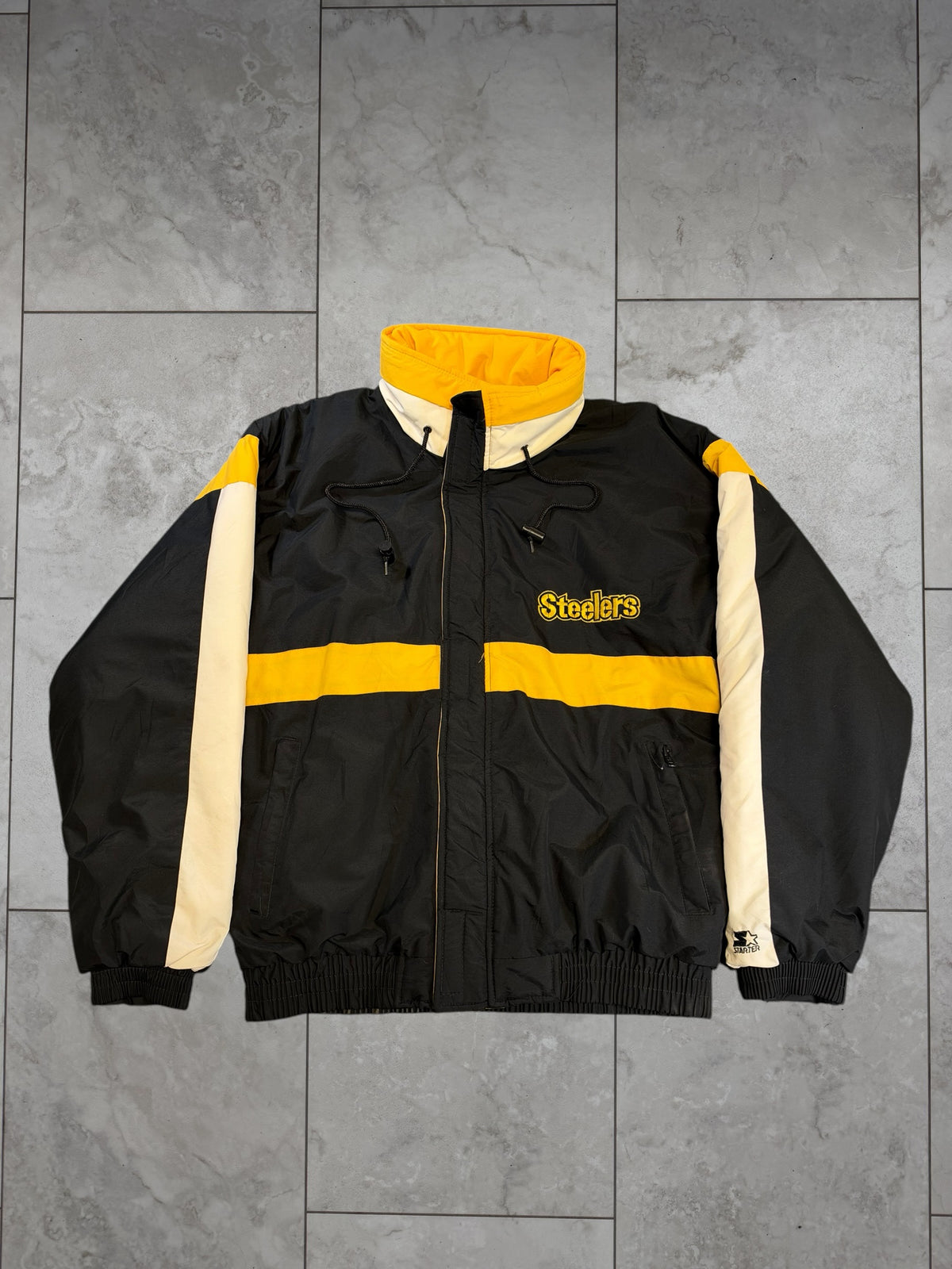 (M) Vintage 90's Steelers Starter Full Zip Puffer Jacket