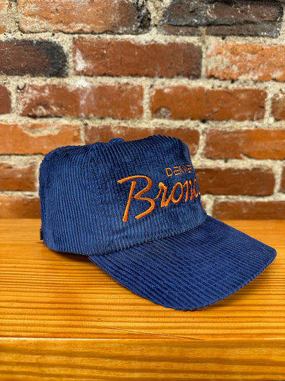Vintage Denver Broncos Single Line Script Corduroy Hat