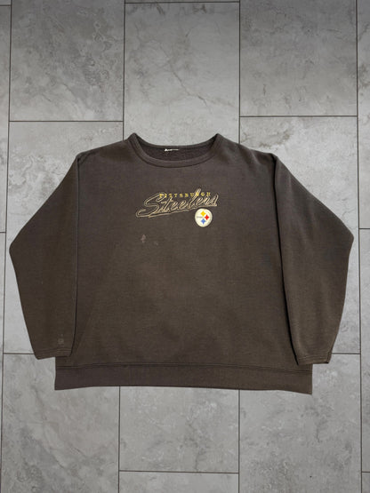 (M) Vintage 90's Steelers Embroidered Text Crewneck