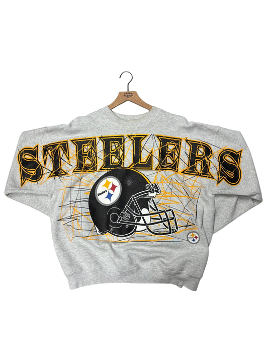 (L/XL) RAFFLE - Vintage Steelers Spellout Crewneck - WINNER PICKED $380 Raised