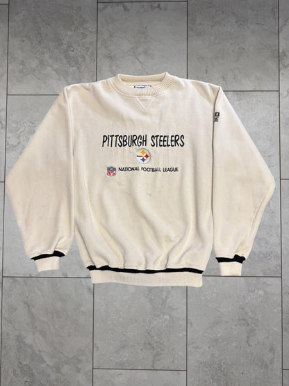 (S/M) Vintage Steelers Embroidered Worn Crewneck