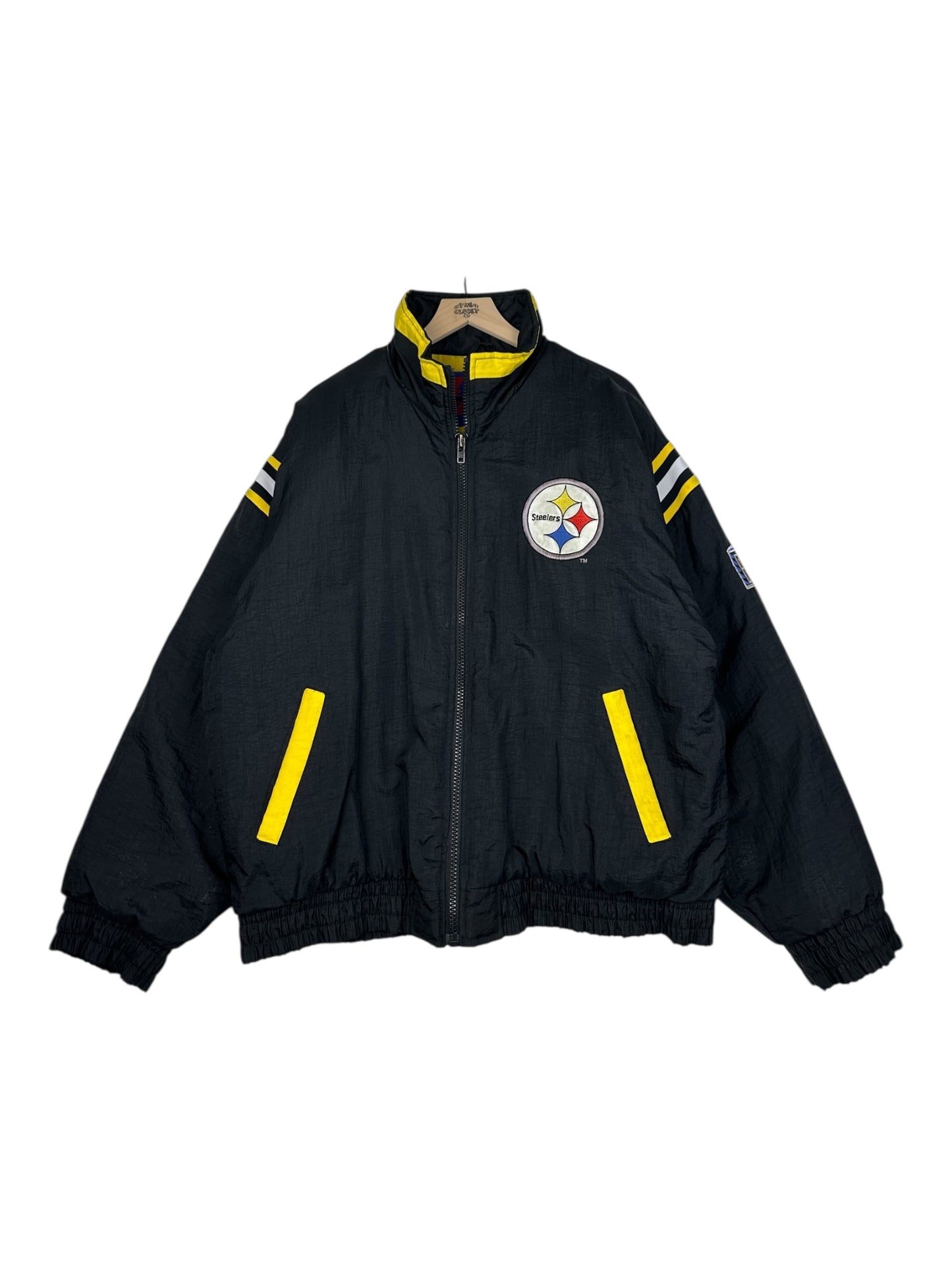 (L) Vintage Steelers Pro Player NFL Expierence Embroidered Puffer Jacket