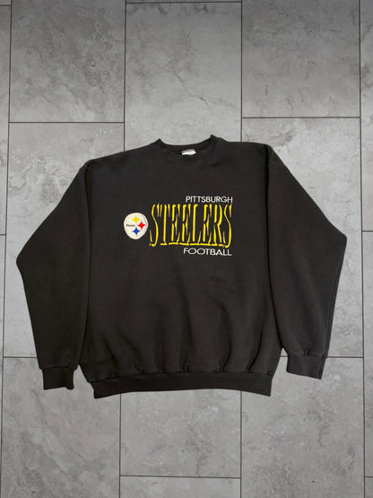 (M/L) Vintage 90's Steelers Embroidered Logo 7 Crewneck