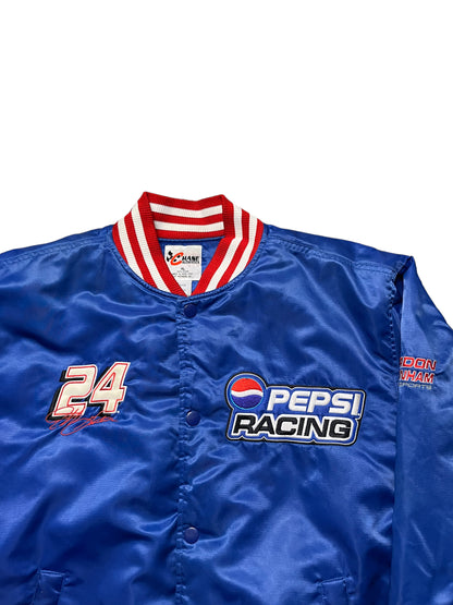 (L) Vintage Pepsi Racing Satin Button Up Jacket