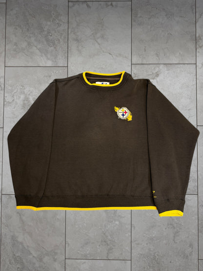 (XL) Vintage Steelers Embroidered Logo Athletic Crewneck