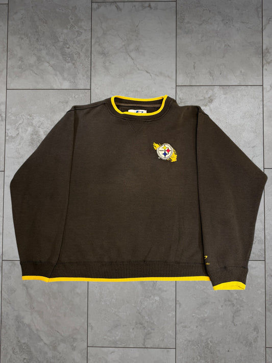 (XL) Vintage Steelers Embroidered Logo Athletic Crewneck