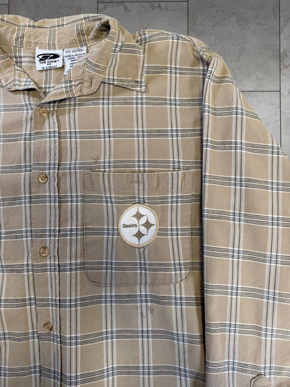 (M) 1998 Steelers Plaid Button Up Shirt