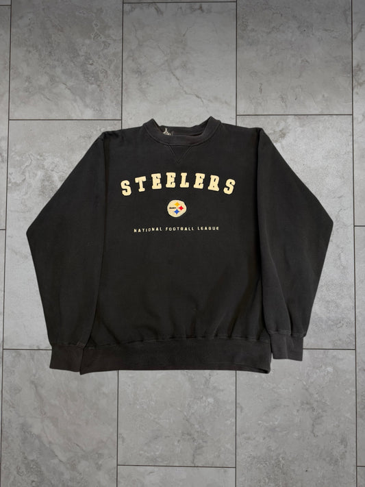 (M) Vintage 90's Steelers Embossed Crewneck