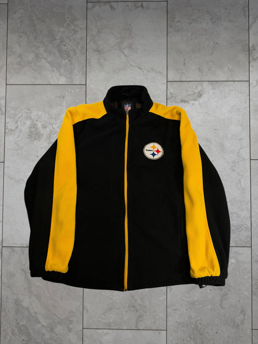 (XL) Vintage Y2K Steelers Fleece Full Zip Jacket