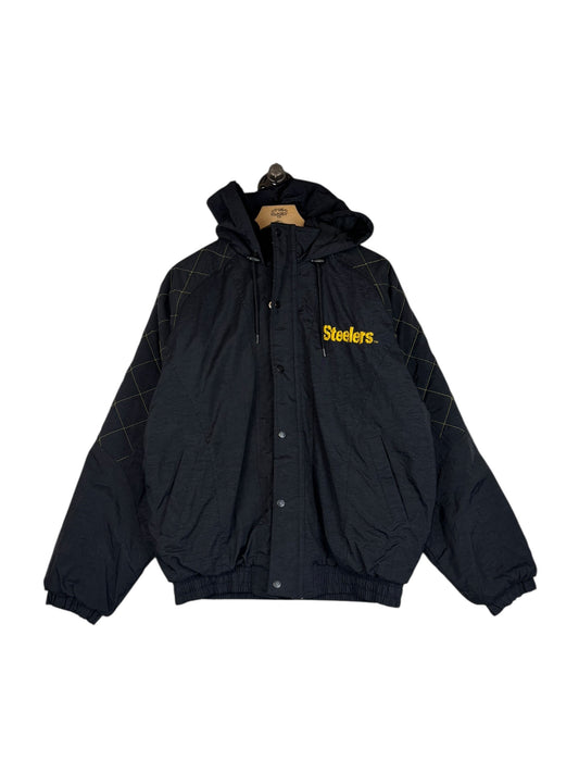 (S) Vintage Steelers Starter Full Zip Puffer Jacket