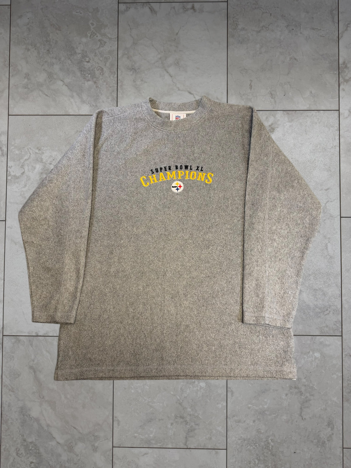 (L) 2006 Steelers Embroidered Super Bowl XL Champs Crewneck