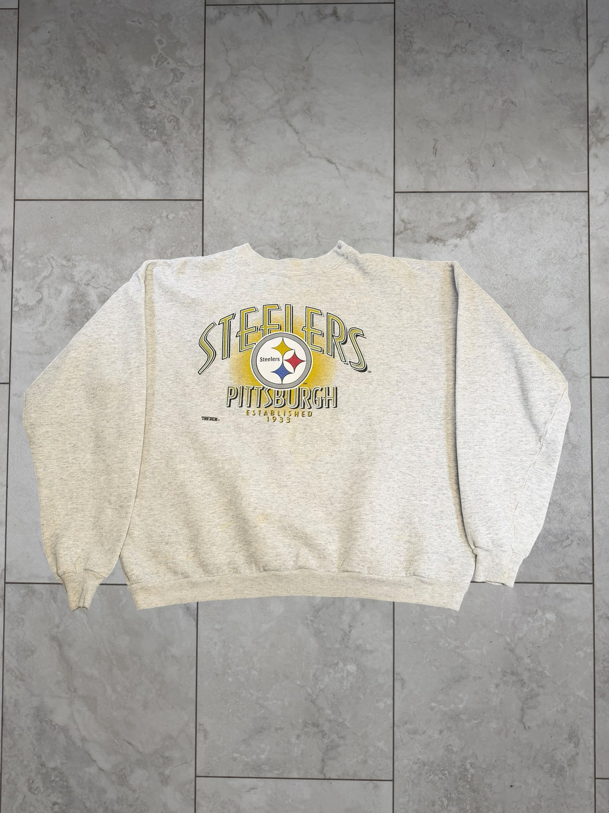 (M/L) Vintage 90's Steelers Trench Graphic Crewneck