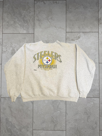 (M/L) Vintage 90's Steelers Trench Graphic Crewneck