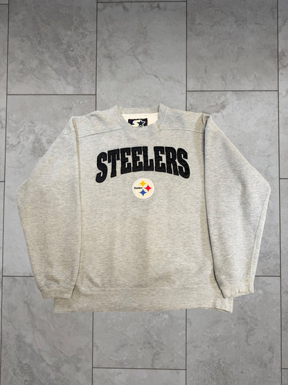 (L) Vintage 90's Steelers Embossed Text Starter Crewneck