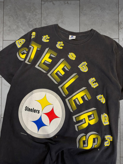 (L) 1993 Steelers Arch Full Print Starter Graphic Tee