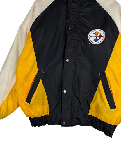 (L) Vintage Steelers Logo 7 Full Zip Puffer Jacket