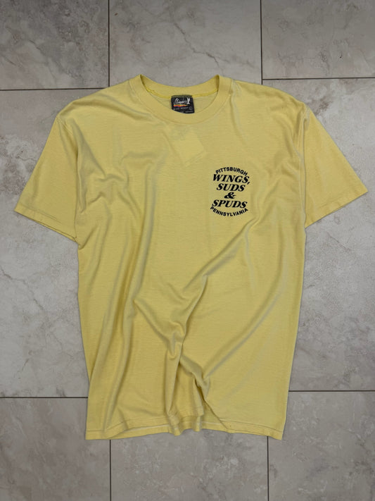 (M/L) Vintage 80's Pittsburgh Wings, Suds & Spuds Graphic Tee