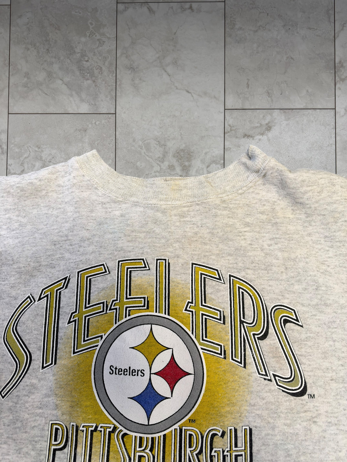 (M/L) Vintage 90's Steelers Trench Graphic Crewneck