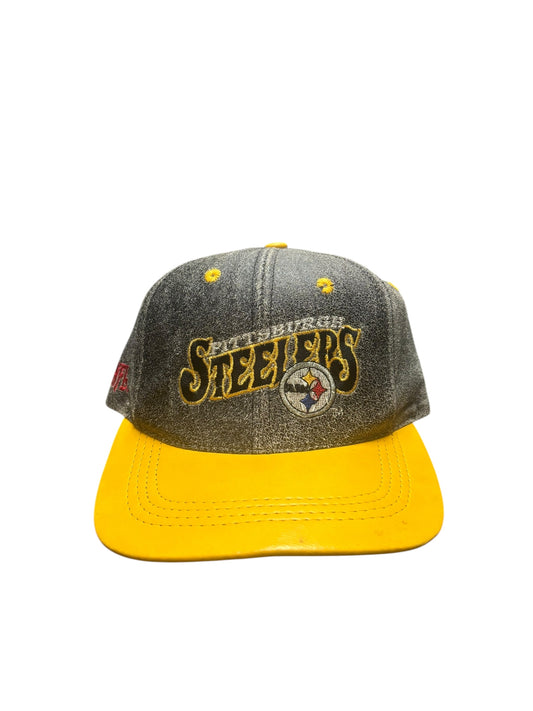 Vintage Steelers Faded Leather SnapBack Hat