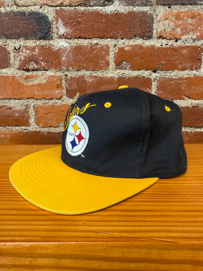 Vintage Steelers Embroidered Script & Logo Snapback Hat