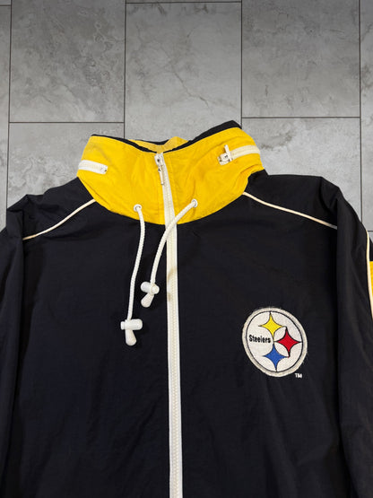 (L) Vintage 90s Steelers Logo Athletic Full Zip Jacket