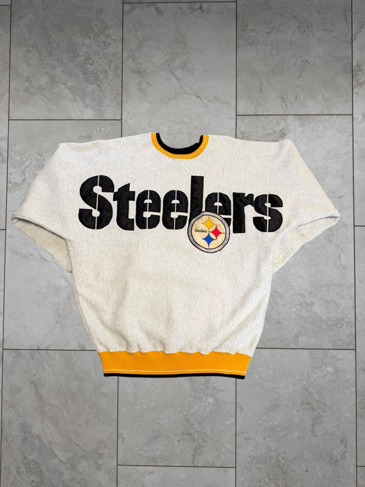 (L) Vintage 90's Steelers Embossed Spellout Crewneck