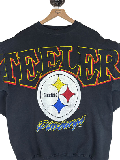 (L/XL) 1995 Steelers Spell Out Crewneck