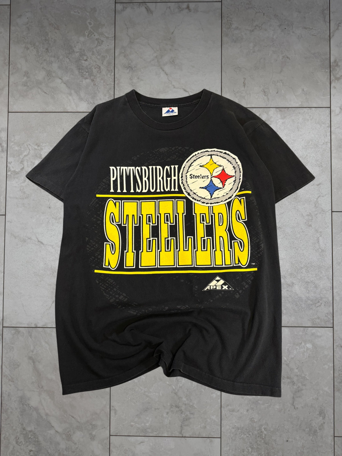 (M) Vintage 90s Steelers Apex One Double Sided Graphic Tee