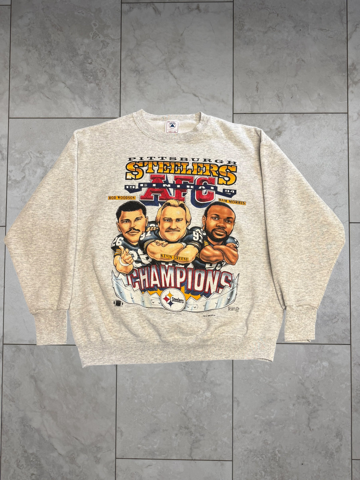 (XL) 1994 Steelers AFC Champs Caricature Crewneck