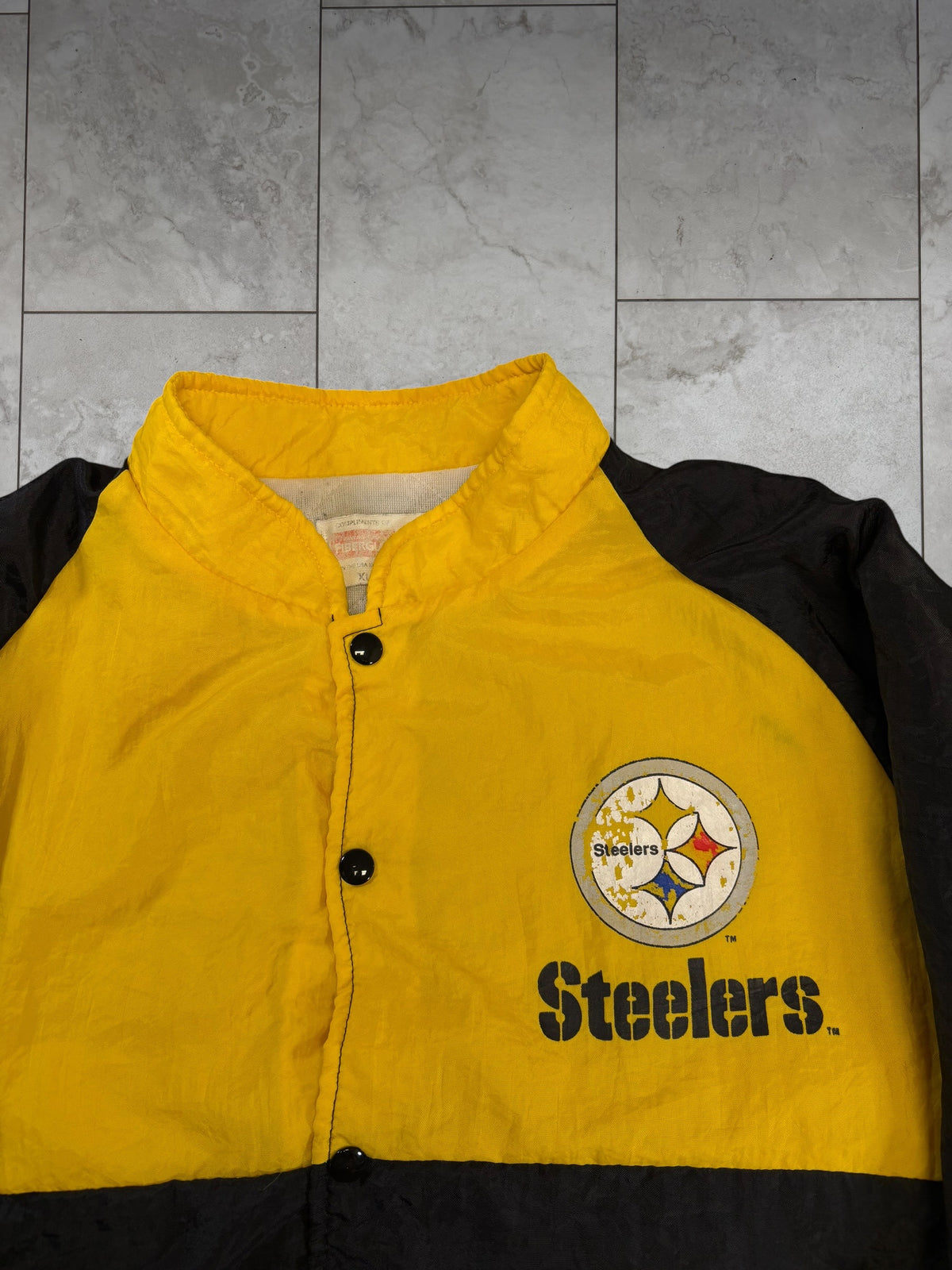 (L/XL) Vintage 90s Steeler Lightweight Puffer Cropped Jacket