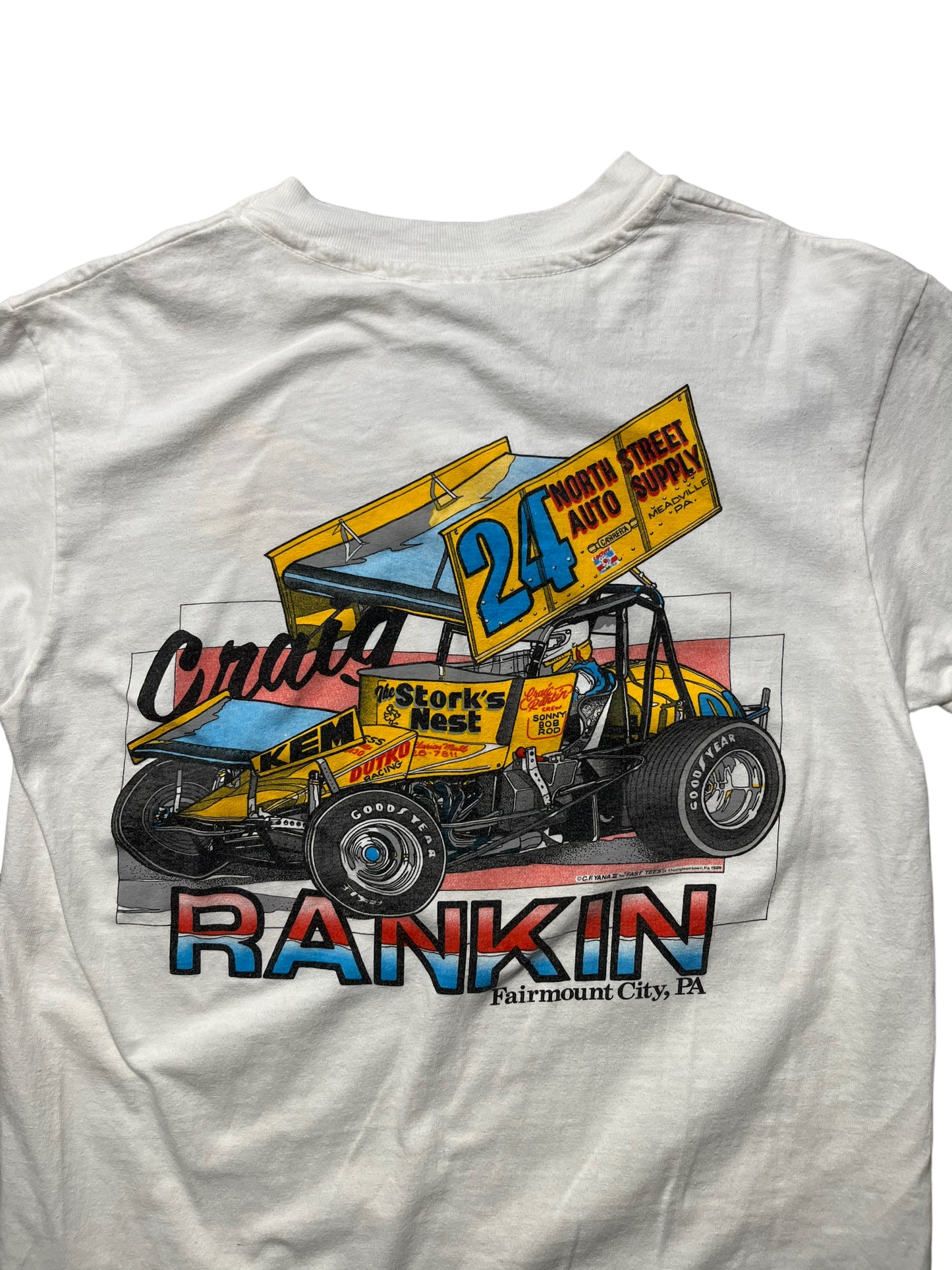 (S) 1989 Vintage Dirt Track Racing Double Sided Tee