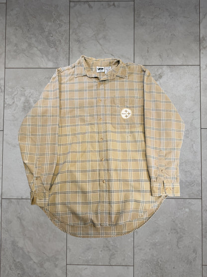 (M) 1998 Steelers Plaid Button Up Shirt