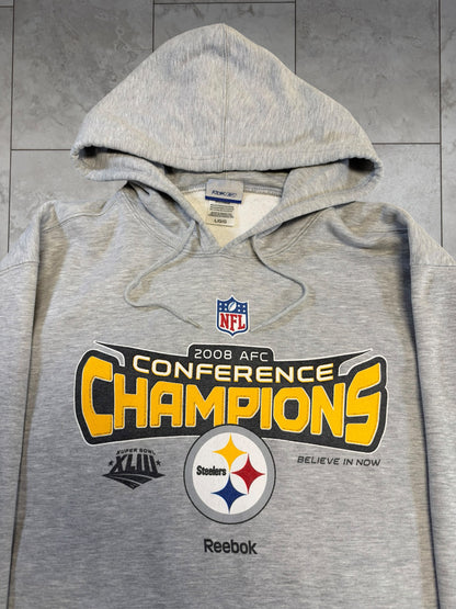 (L) 2008 Steelers AFC Conference Champs Reebok Hoodie