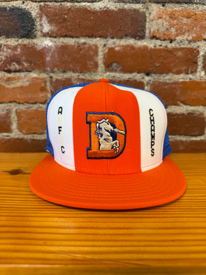 Vintage Denver Broncos AFC Champs AJD Lucky Stripes Trucker Hat - NEW