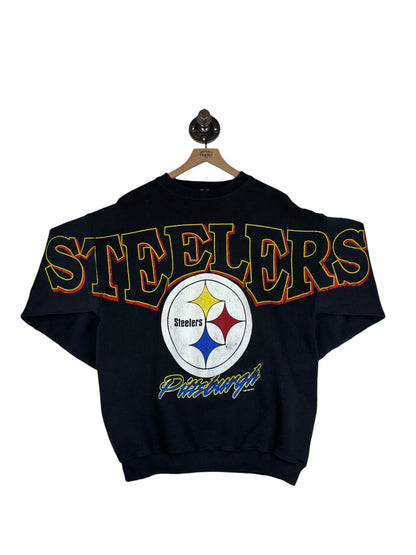 (L/XL) 1995 Steelers Spell Out Crewneck