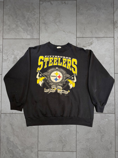 (XL) 1992 Steelers Flag Crest Crewneck