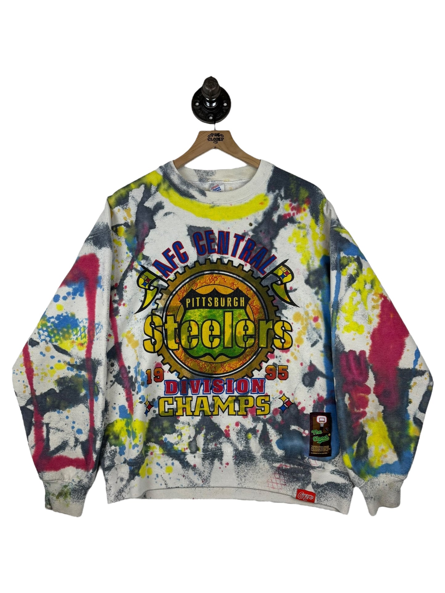 (M/L) 1995 Steelers Divison Champs Tiedye Crew #52
