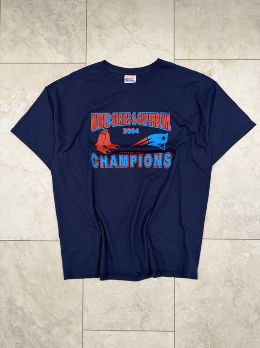 (XL) 2004 Boston Red Sox / Patriots “City of Two Champions” Graphic Tee