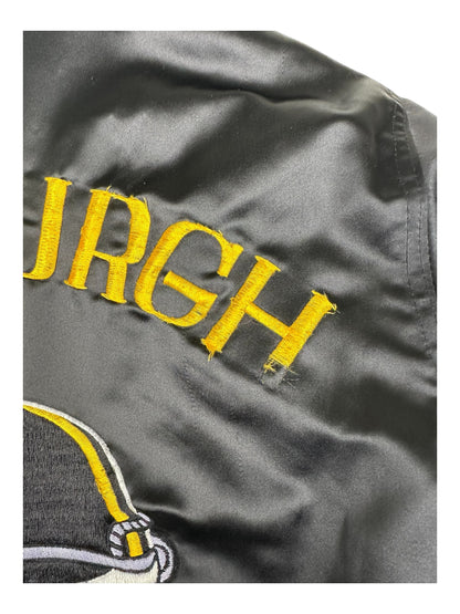 (XS/S) Vintage Steelers Embroidered Satin Bomber Jacket