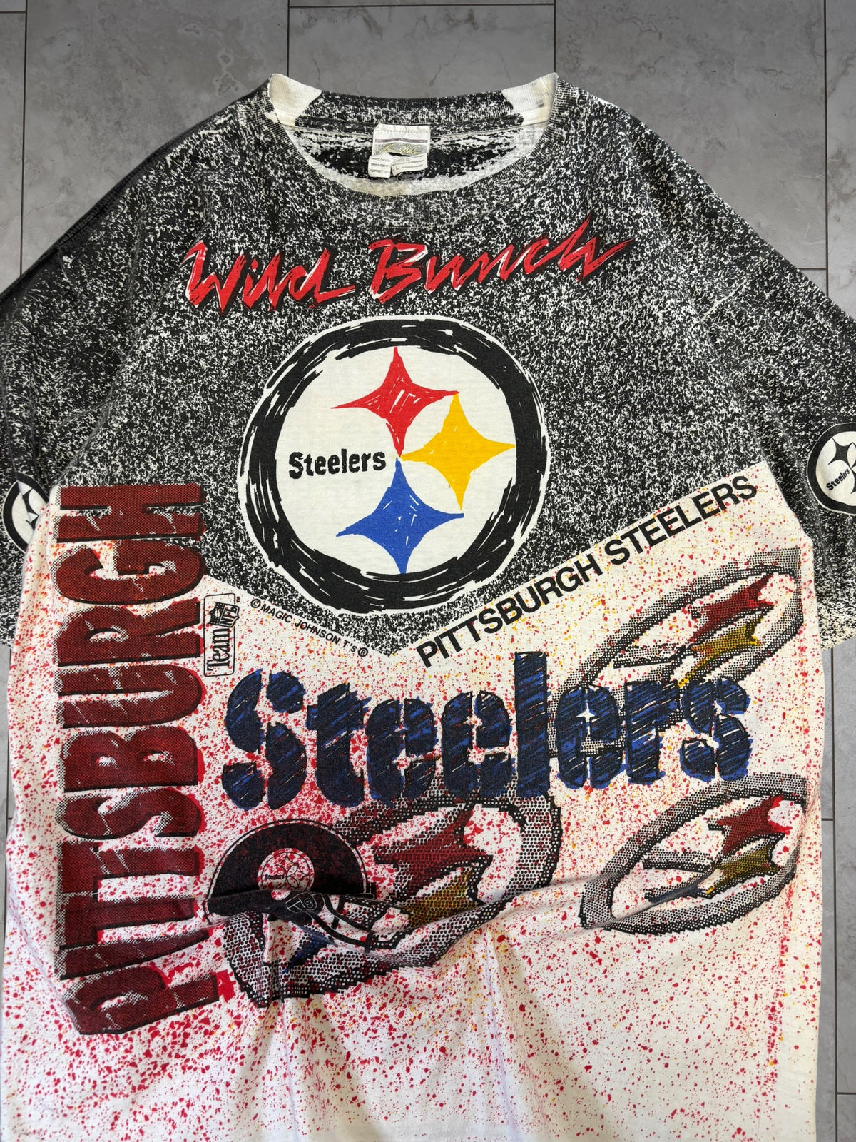 (L) Vintage 90's Steelers Magic Johnson All Over Print Tee